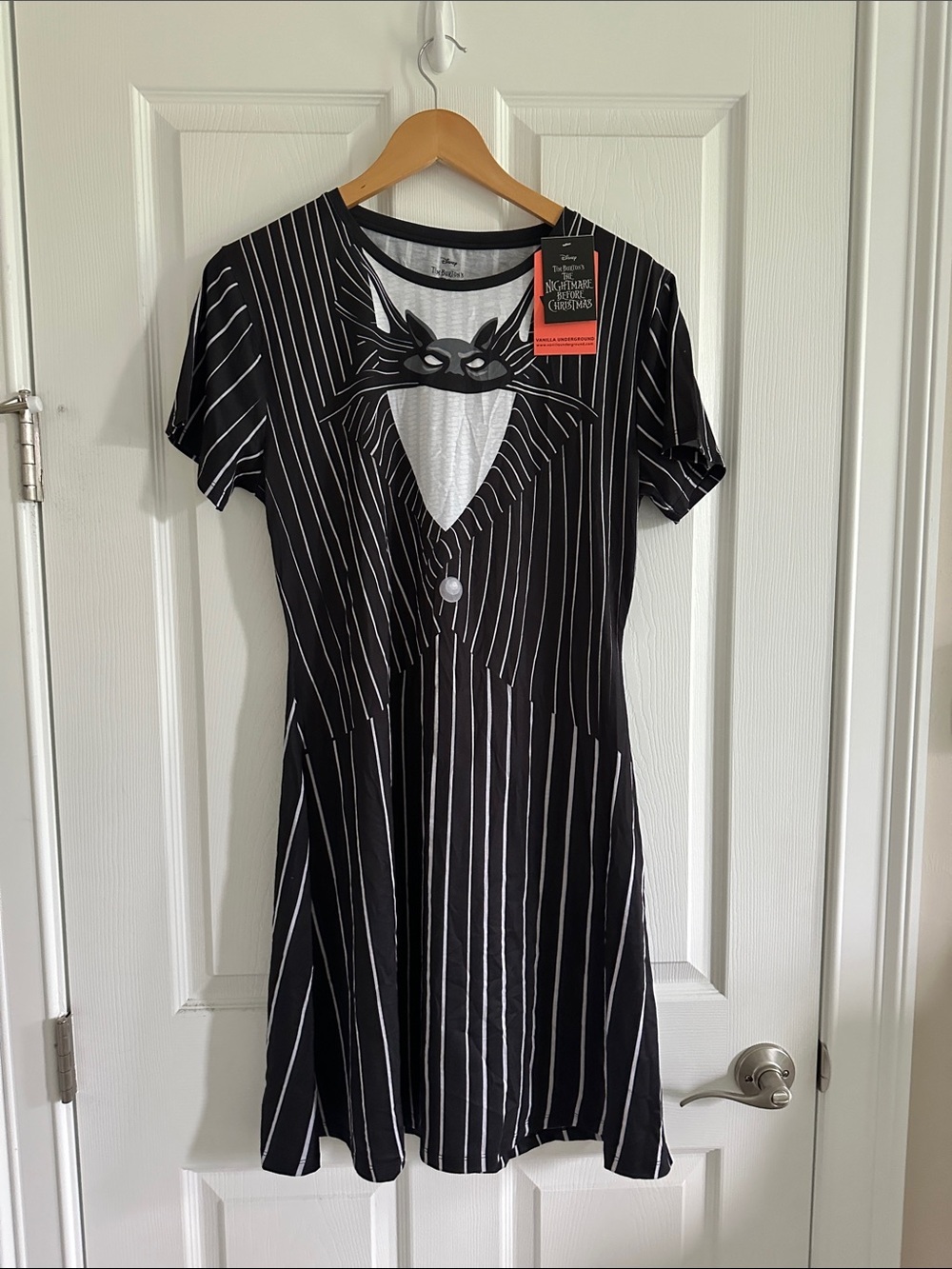 Vanilla Underground Nightmare Before Christmas Pinstripe Short Sleeve Dress NWT